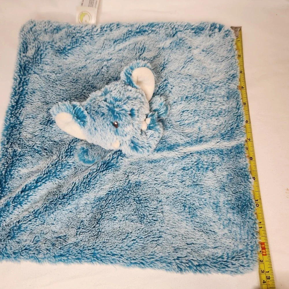 Animal Adventure Elephant Lovey Baby  Security Blanket Blue White Frosted12 x 13